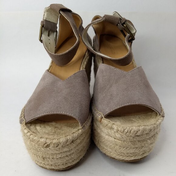 Soludos Positano Platform Rope Wedge Sandals Espadrilles Suede Leather Size 7.5 - Picture 7 of 10